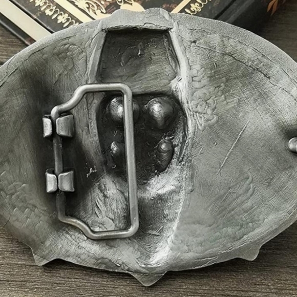 Skeleton cowboy belt buckle approximately 4" - Picture 2 of 2